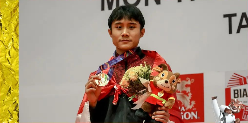 Muhammad Bassam Raihan meraih medali emas di SEA Games 2021. (Foto: Instagram/@timindonesiaofficial)